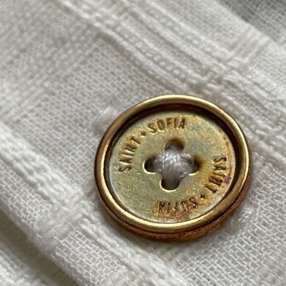 Saint & Sofia Button Down Shirt Long Sleeve Collared Striped Size 12 Minimalist - Picture 8 of 9